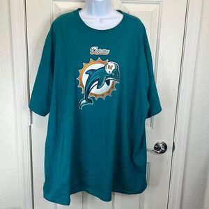 Dolphins T Shirt Sz XXL 💯% Cotton Teal Blue & Orange Scoop Neck Short Sleeve